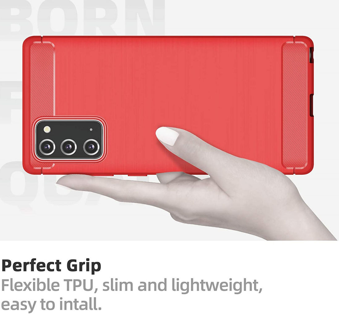 Samsung Galaxy Note 20 Hoesje Geborsteld TPU Flexibel Rood afbeelding 5