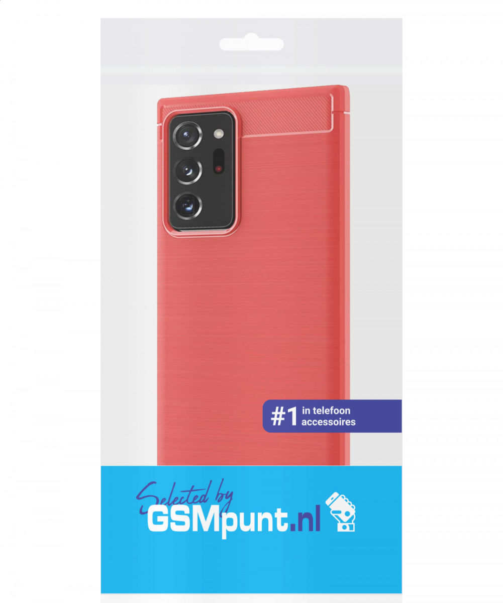 Samsung Galaxy Note 20 Ultra Hoesje Geborsteld TPU Flexibel Rood afbeelding 2