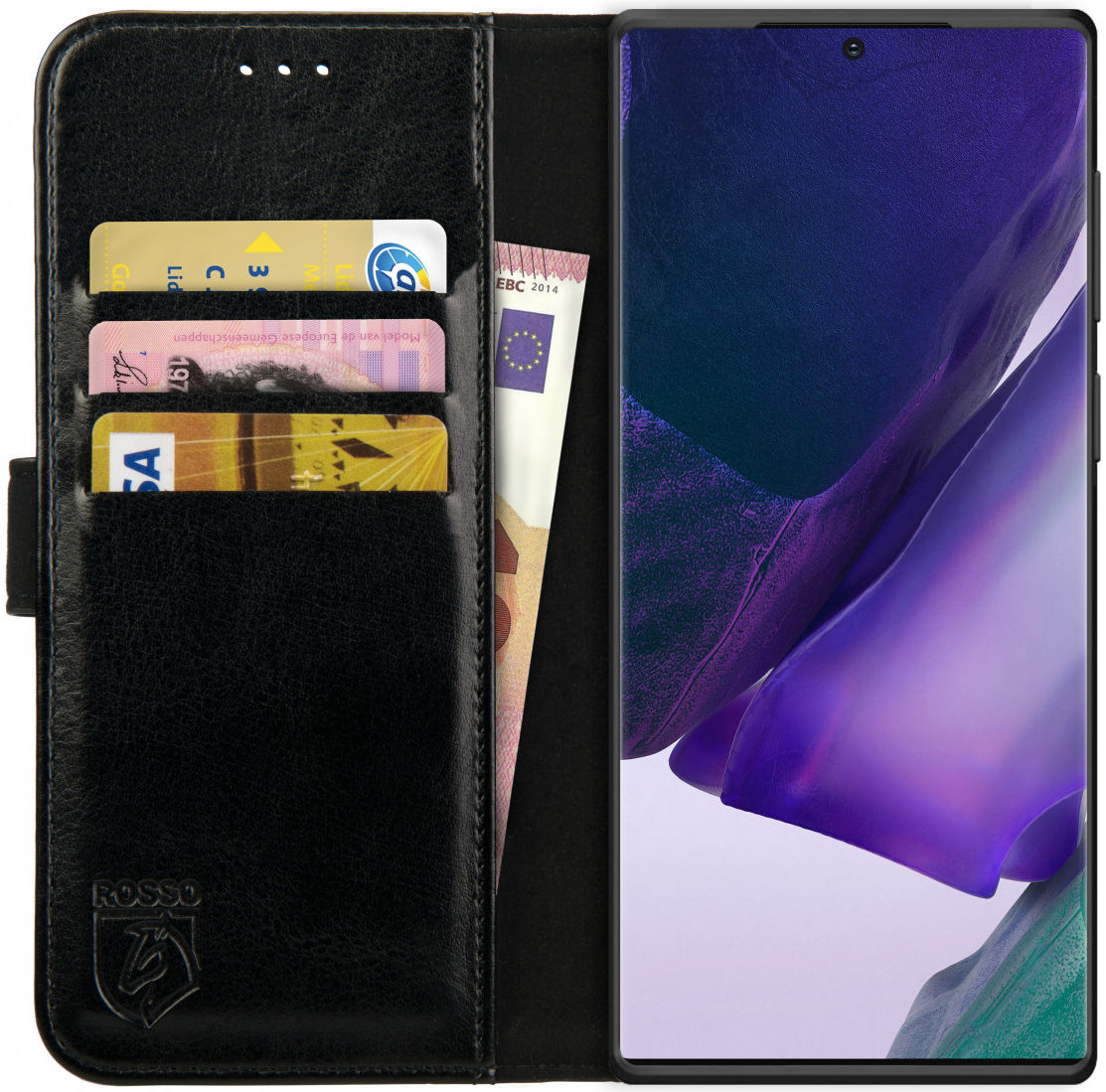 Rosso Element Galaxy Note 20 Ultra Hoesje Book Cover Wallet Case Zwart afbeelding 1
