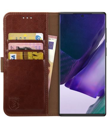 Rosso Element Galaxy Note 20 Ultra Hoesje Book Cover Wallet Case Bruin Hoesjes