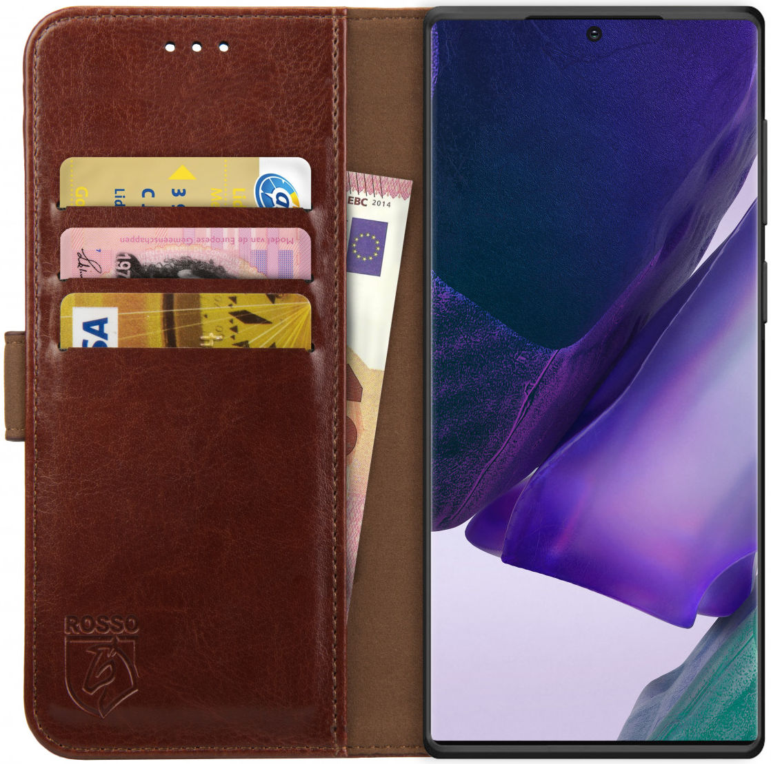 Rosso Element Galaxy Note 20 Ultra Hoesje Book Cover Wallet Case Bruin afbeelding 1