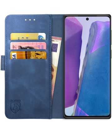 Rosso Element Galaxy Note 20 Hoesje Book Cover Wallet Case Blauw Hoesjes