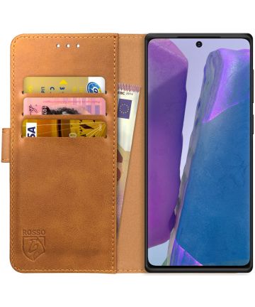 Rosso Element Galaxy Note 20 Hoesje Book Cover Wallet Case Lichtbruin Hoesjes