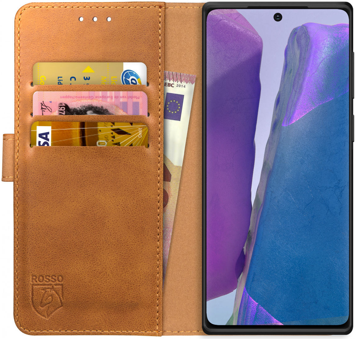 Rosso Element Galaxy Note 20 Hoesje Book Cover Wallet Case Lichtbruin afbeelding 1