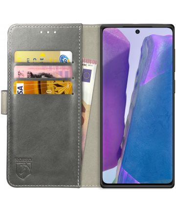 Rosso Element Galaxy Note 20 Hoesje Book Cover Wallet Case Grijs Hoesjes
