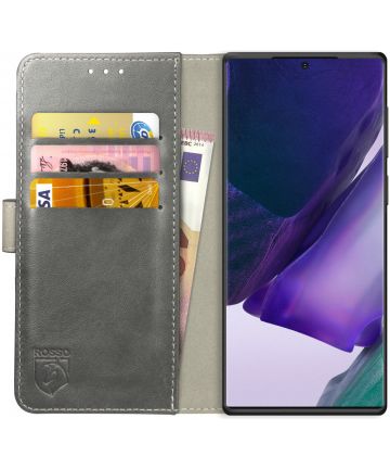 Rosso Element Galaxy Note 20 Ultra Hoesje Book Cover Wallet Case Grijs Hoesjes