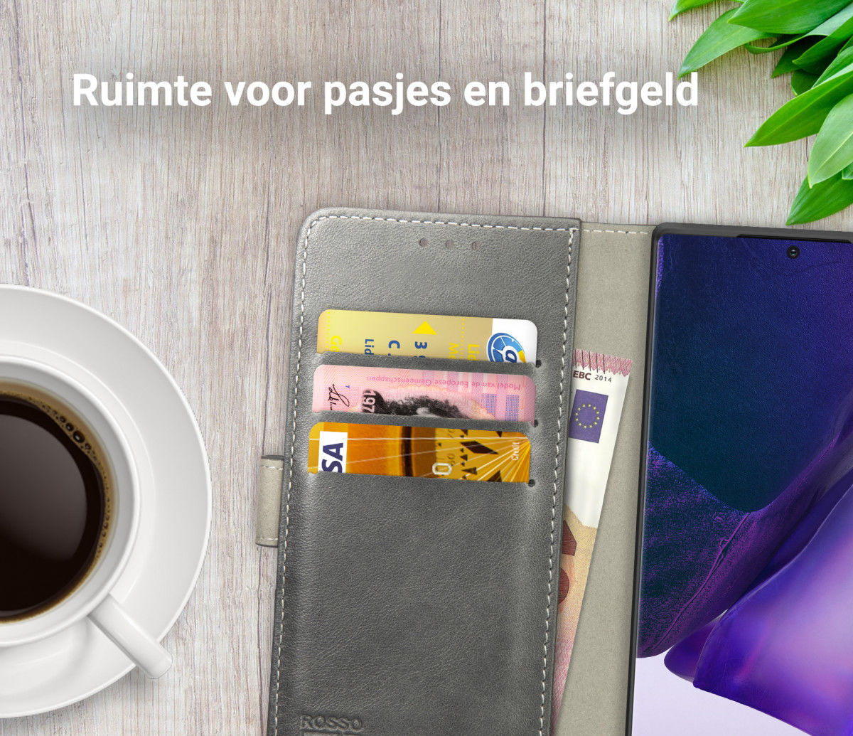 Rosso Element Galaxy Note 20 Ultra Hoesje Book Cover Wallet Case Grijs afbeelding 8