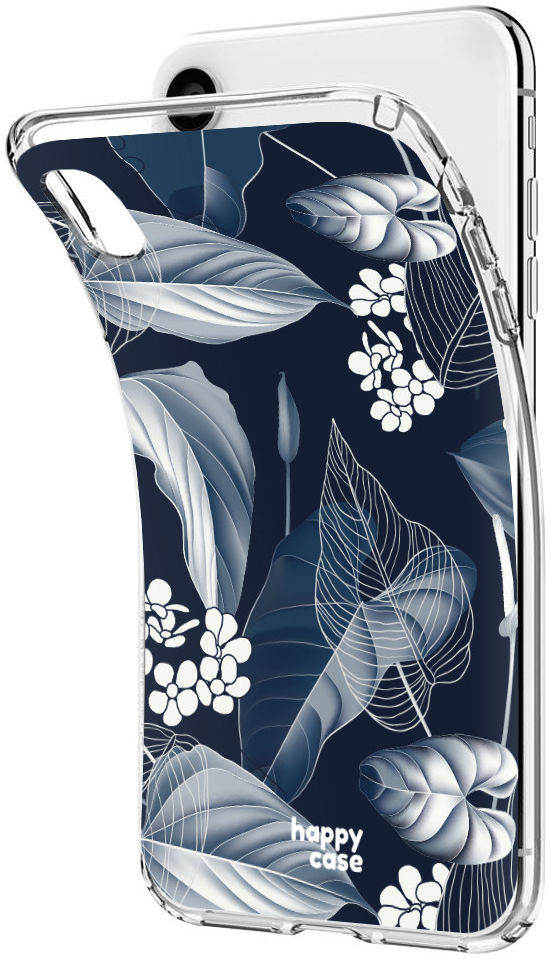 HappyCase Apple iPhone XR Hoesje Flexibel TPU Blue Leaves Print afbeelding 5