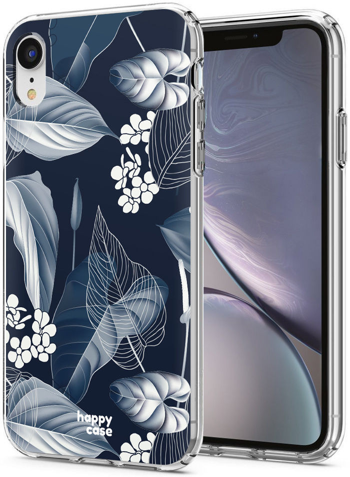 HappyCase Apple iPhone XR Hoesje Flexibel TPU Blue Leaves Print afbeelding 2