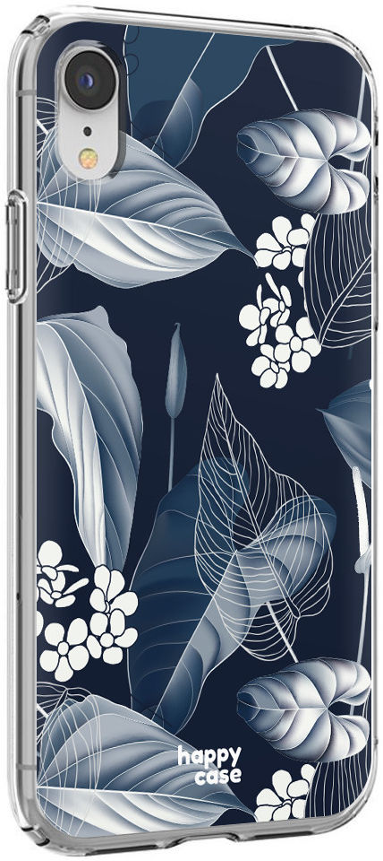 HappyCase Apple iPhone XR Hoesje Flexibel TPU Blue Leaves Print afbeelding 4
