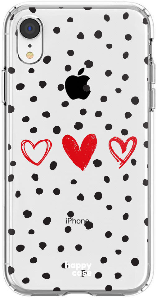 HappyCase Apple iPhone XR Hoesje Flexibel TPU Stip Hartjes Print afbeelding 1
