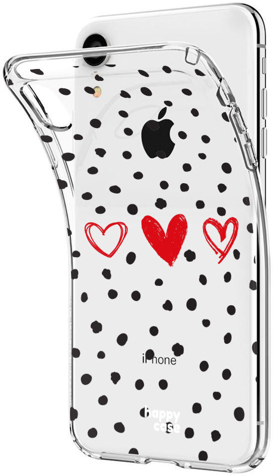 HappyCase Apple iPhone XR Hoesje Flexibel TPU Stip Hartjes Print afbeelding 4