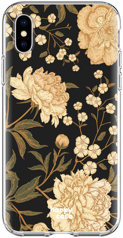 HappyCase Apple iPhone XS Flexibel TPU Hoesje Gele Rozen Print afbeelding 1
