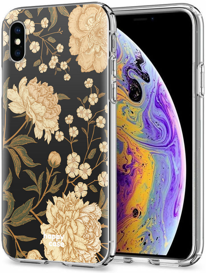HappyCase Apple iPhone XS Flexibel TPU Hoesje Gele Rozen Print afbeelding 2