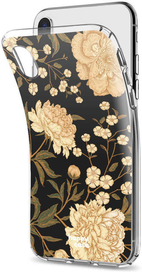 HappyCase Apple iPhone XS Flexibel TPU Hoesje Gele Rozen Print afbeelding 4