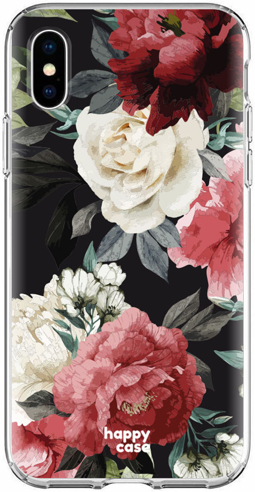 HappyCase Apple iPhone XS Flexibel TPU Hoesje Rozen Print afbeelding 1