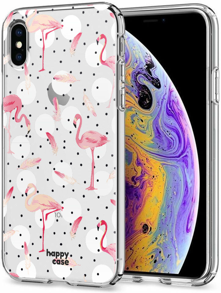 HappyCase Apple iPhone XS Flexibel TPU Hoesje Flamingo Print afbeelding 2