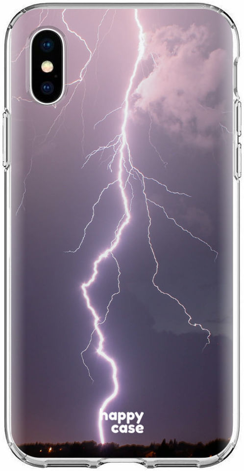 HappyCase Apple iPhone XS Flexibel TPU Hoesje Bliksem Print afbeelding 1