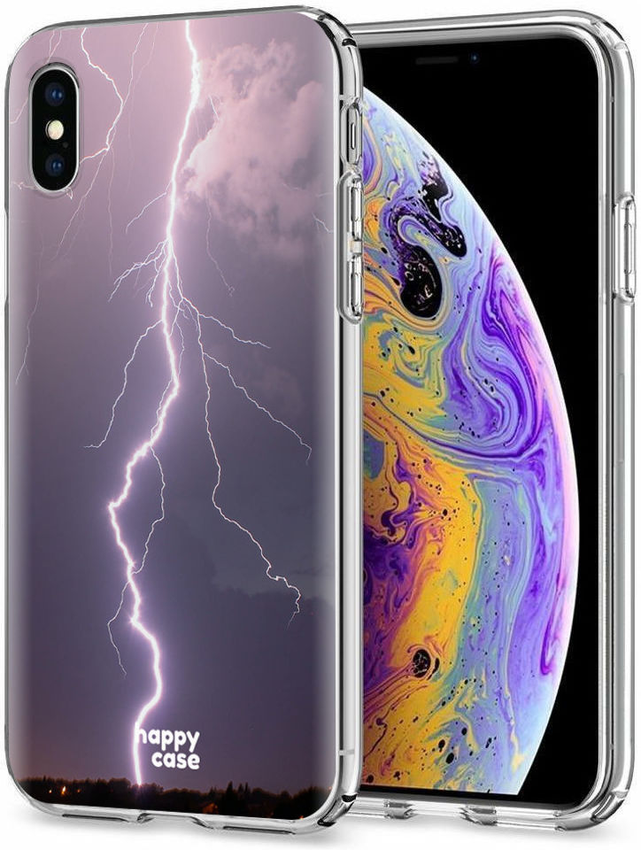 HappyCase Apple iPhone XS Flexibel TPU Hoesje Bliksem Print afbeelding 2