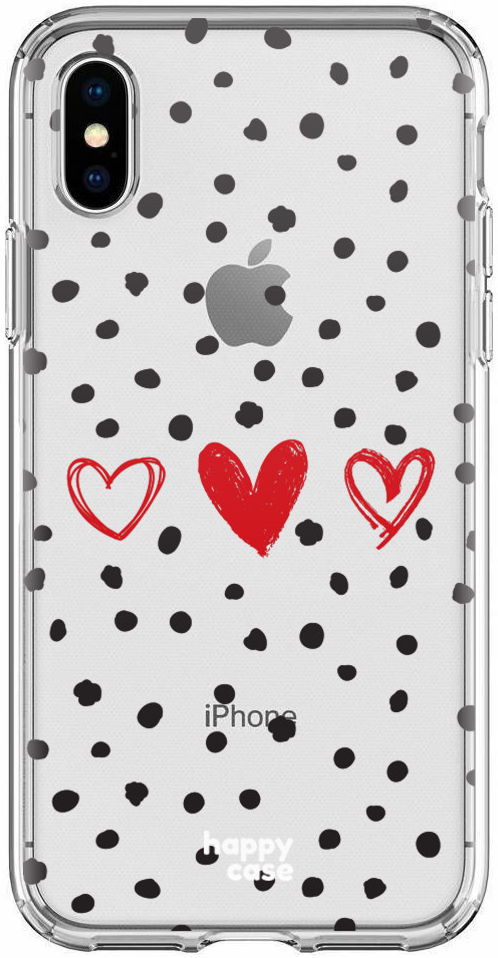 HappyCase Apple iPhone XS Flexibel TPU Hoesje Stip Hartjes Print afbeelding 1