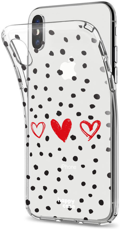 HappyCase Apple iPhone XS Flexibel TPU Hoesje Stip Hartjes Print afbeelding 4