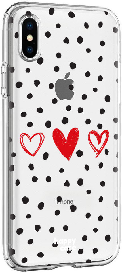 HappyCase Apple iPhone XS Flexibel TPU Hoesje Stip Hartjes Print afbeelding 5