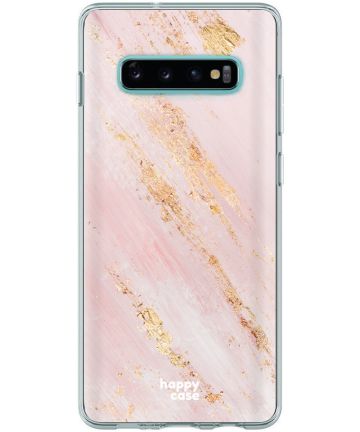 HappyCase Galaxy S10 Flexibel TPU Hoesje Pink Marmer Print Hoesjes