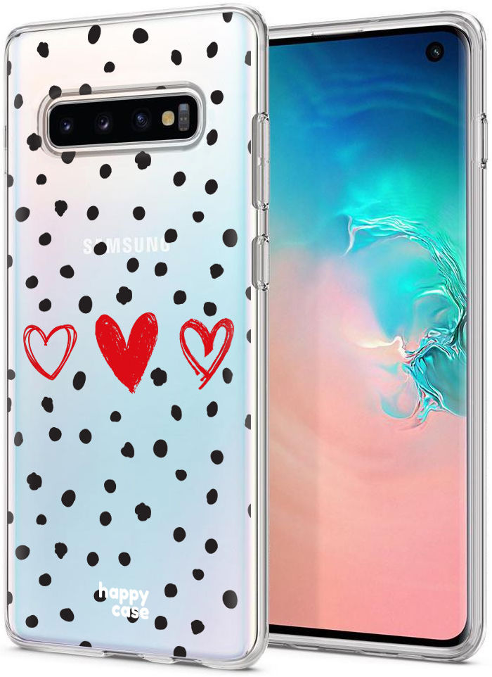HappyCase Galaxy S10 Flexibel TPU Hoesje Stip Hartjes Print afbeelding 5