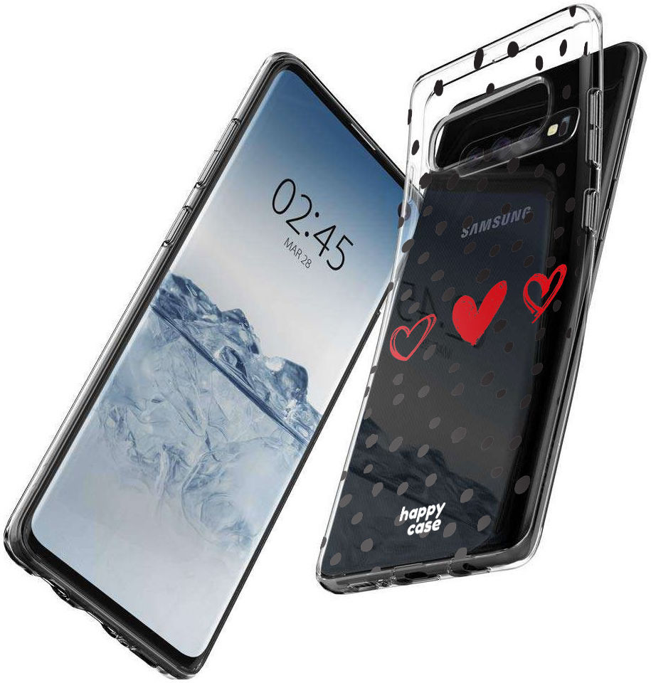 HappyCase Galaxy S10 Flexibel TPU Hoesje Stip Hartjes Print afbeelding 4