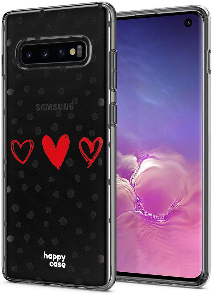 HappyCase Galaxy S10 Flexibel TPU Hoesje Stip Hartjes Print afbeelding 2