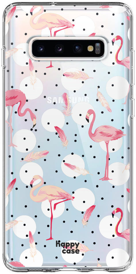 HappyCase Galaxy S10 Plus Flexibel TPU Hoesje Flamingo Print afbeelding 1