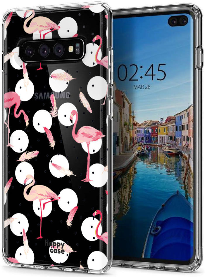 HappyCase Galaxy S10 Plus Flexibel TPU Hoesje Flamingo Print afbeelding 5