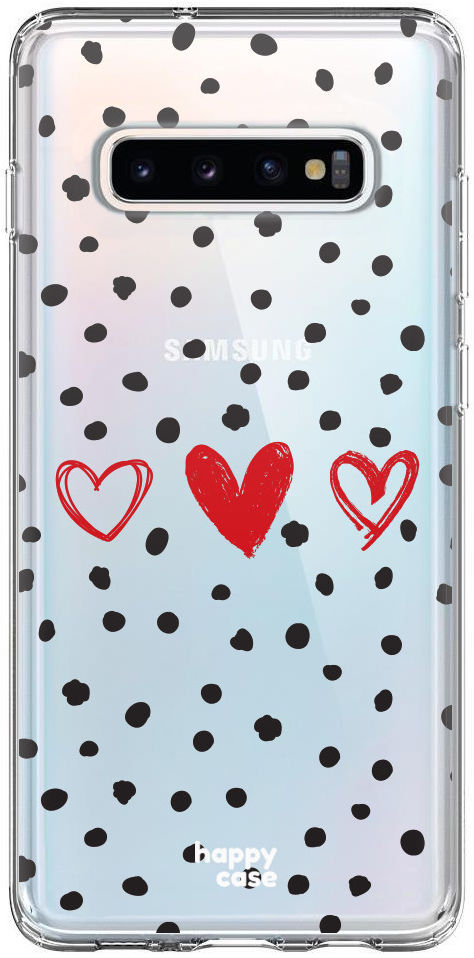 HappyCase Galaxy S10 Plus Flexibel TPU Hoesje Stip Hartjes Print afbeelding 1