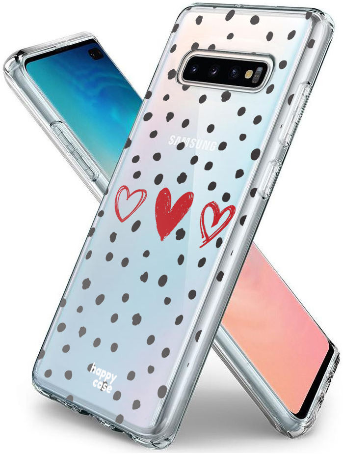 HappyCase Galaxy S10 Plus Flexibel TPU Hoesje Stip Hartjes Print afbeelding 4