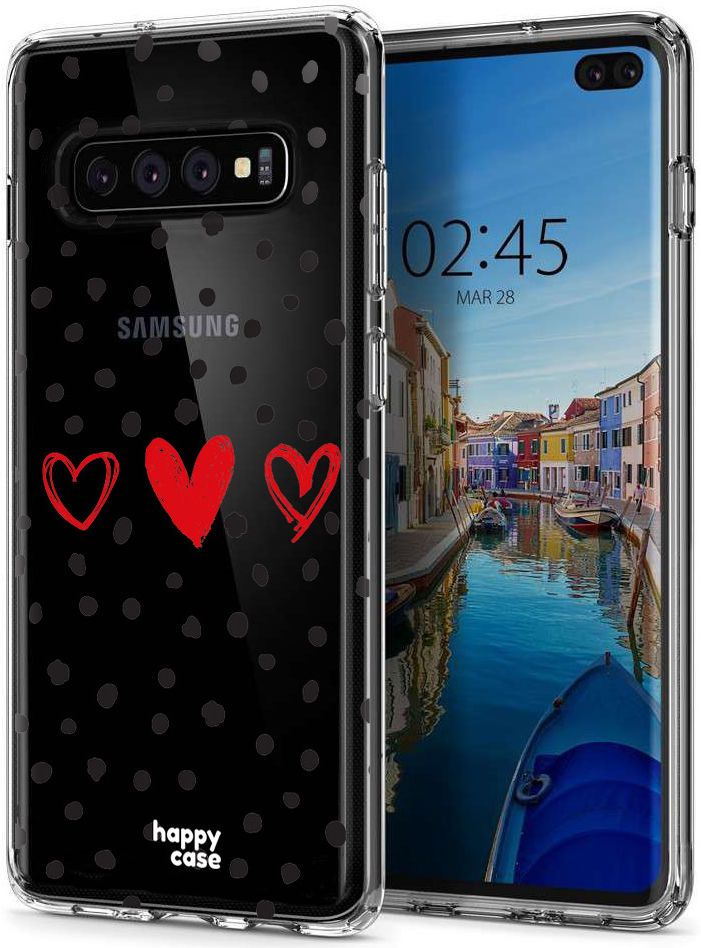 HappyCase Galaxy S10 Plus Flexibel TPU Hoesje Stip Hartjes Print afbeelding 5