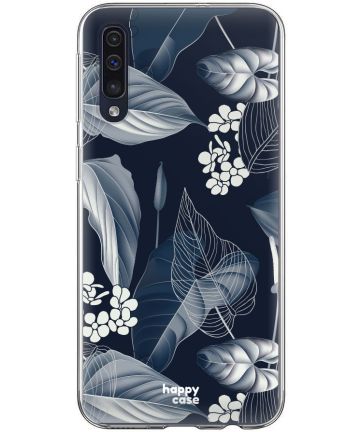 HappyCase Samsung Galaxy A70 Flexibel TPU Hoesje Blue Leaves Print Hoesjes
