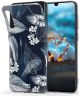 HappyCase Samsung Galaxy A70 Flexibel TPU Hoesje Blue Leaves Print
