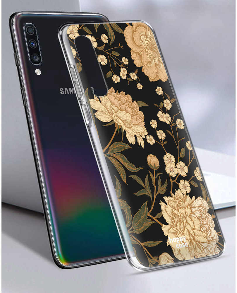 HappyCase Samsung Galaxy A70 Flexibel TPU Hoesje Gele Rozen Print afbeelding 4