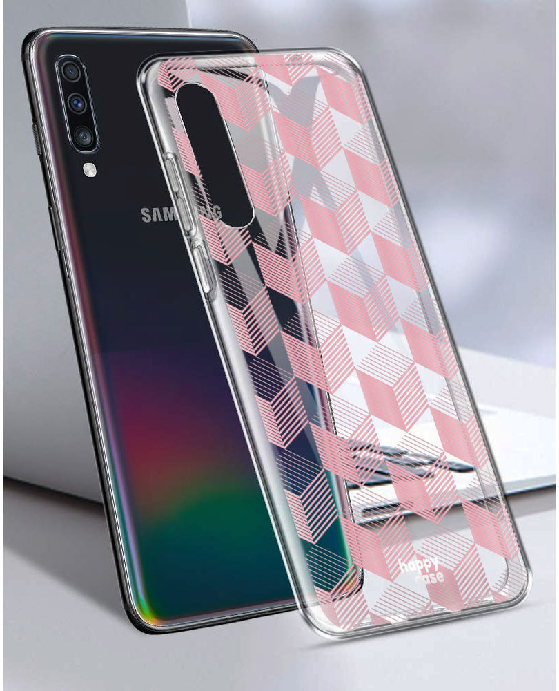 HappyCase Samsung Galaxy A70 Flexibel TPU Hoesje Blokjes Print afbeelding 4