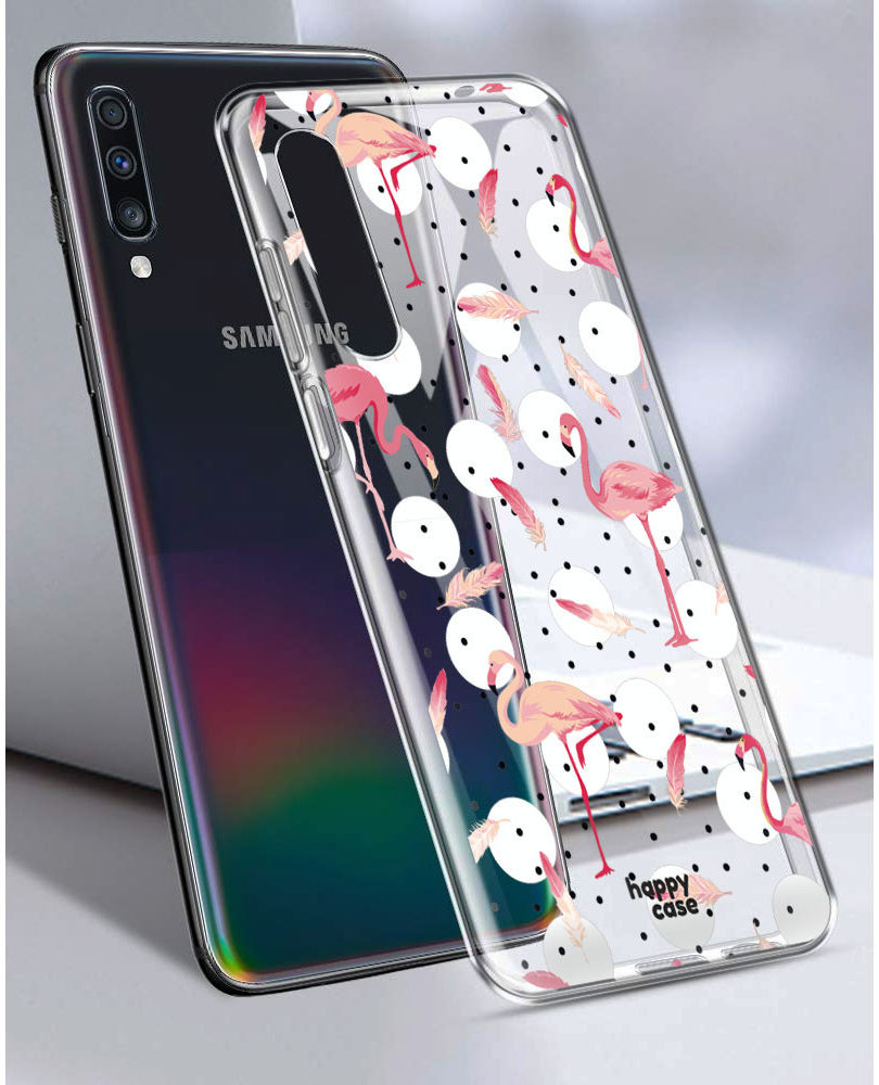 HappyCase Samsung Galaxy A70 Flexibel TPU Hoesje Flamingo Print afbeelding 4