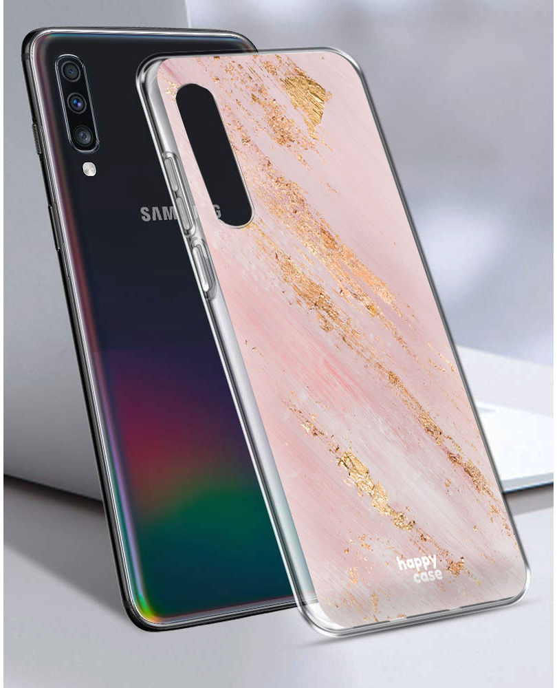 HappyCase Samsung Galaxy A70 Flexibel TPU Hoesje Pink Marmer Print afbeelding 6
