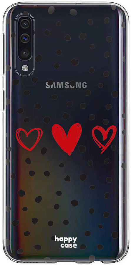 HappyCase Samsung Galaxy A70 Flexibel TPU Hoesje Stip Hartjes Print afbeelding 1