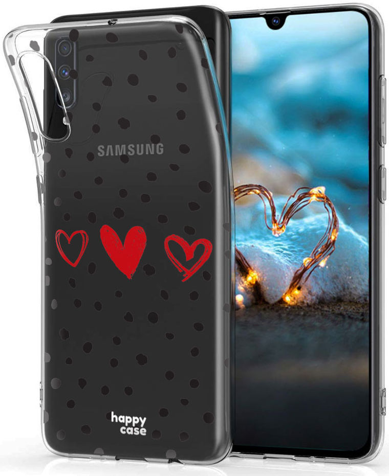 HappyCase Samsung Galaxy A70 Flexibel TPU Hoesje Stip Hartjes Print afbeelding 2