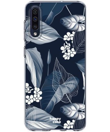 HappyCase Samsung Galaxy A50 Hoesje Flexibel TPU Blue Leaves Print Hoesjes