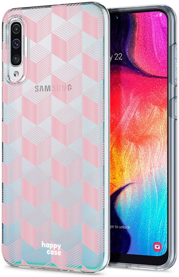 HappyCase Samsung Galaxy A50 Hoesje Flexibel TPU Blokjes Print afbeelding 4