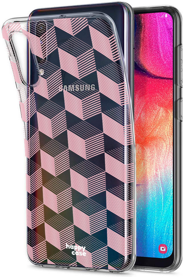 HappyCase Samsung Galaxy A50 Hoesje Flexibel TPU Blokjes Print afbeelding 2