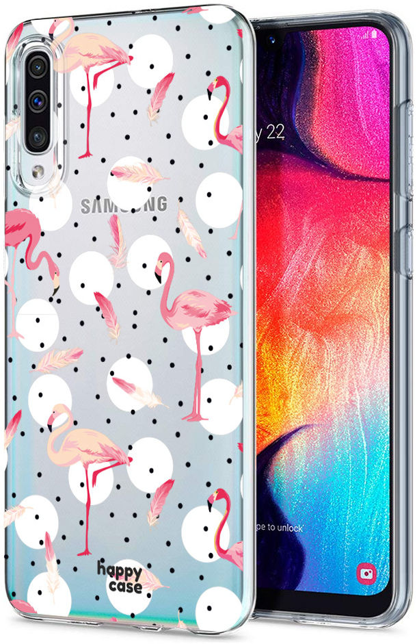 HappyCase Samsung Galaxy A50 Hoesje Flexibel TPU Flamingo Print afbeelding 4