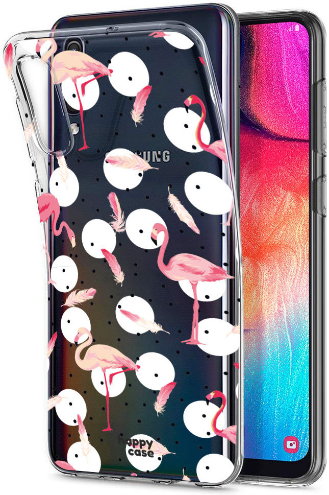 HappyCase Samsung Galaxy A50 Hoesje Flexibel TPU Flamingo Print afbeelding 2