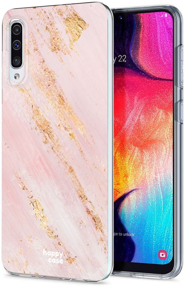 HappyCase Samsung Galaxy A50 Hoesje Flexibel TPU Pink Marmer Print afbeelding 2