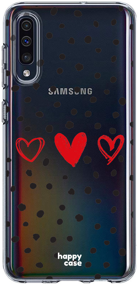 HappyCase Samsung Galaxy A50 Hoesje Flexibel TPU Stip Hartjes Print afbeelding 1